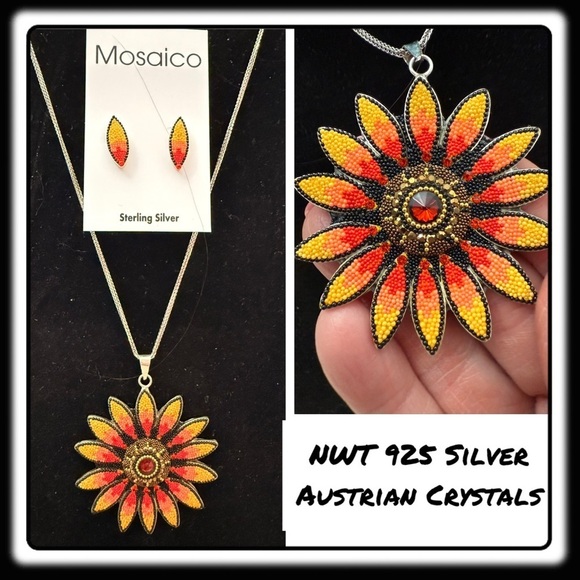 Mosaico Jewelry - NWT Mosaico Austrian Crystals, 925 Silver, beading, pendant set 💕💕 new line